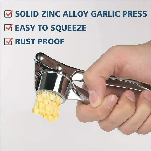 Hand-operated garlic and ginger press of metal