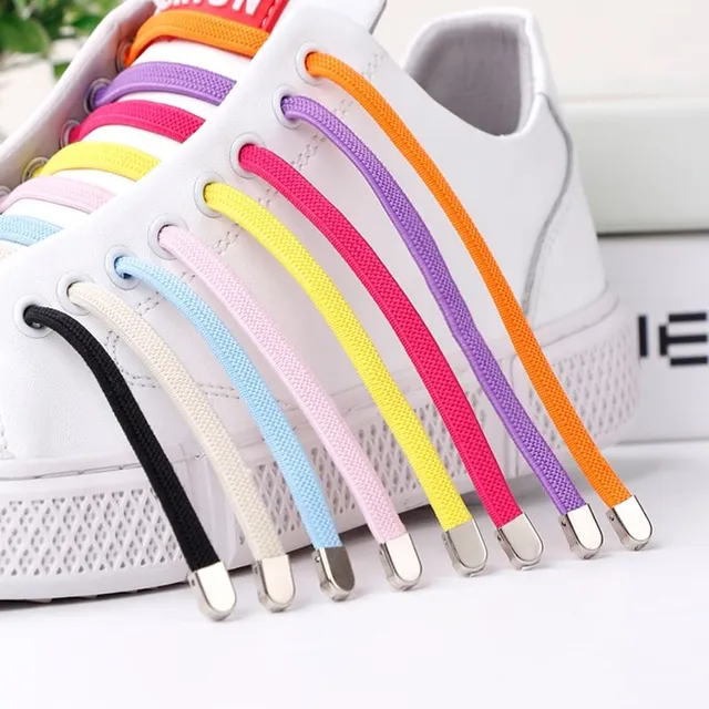 Elastic shoe laces without lacing