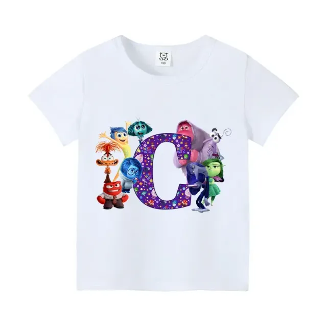 T-shirt enfant à manches courtes avec impression de lettres et personnages du film Vice-Versa 2 - Inside Out 2