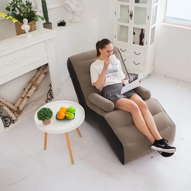 Nadmuchiwany fotel w kształcie litery S z powierzchnią ze sztucznego aksamitu - leżak do użytku domowego, kempingowego i zewnętrznego