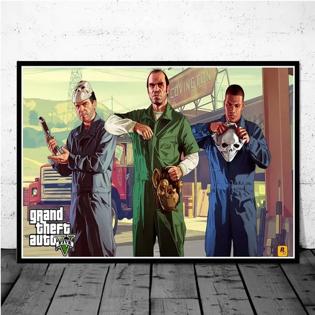 Wall poster with characters from Grand Theft Auto 15 21cmX30cmA4