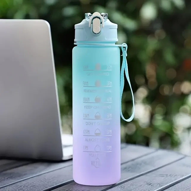 280ml/750ml Leakproof Water Bottle With Gradient And Straw - For Sport, Fitness, Gym And Travel - Includes Lanyard With Replacement Colour - Available In 9.5 Oz And 25 Oz Sizes