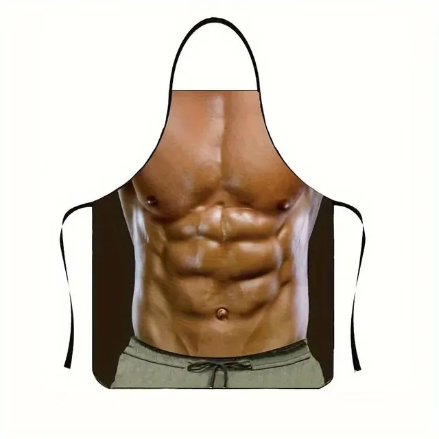 Tablier stylé en polyester avec impression de muscles