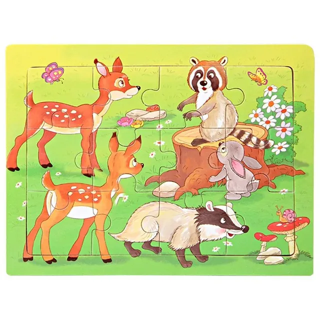 Dzieci słodkie puzzle drewniane ze zwierzętami 17