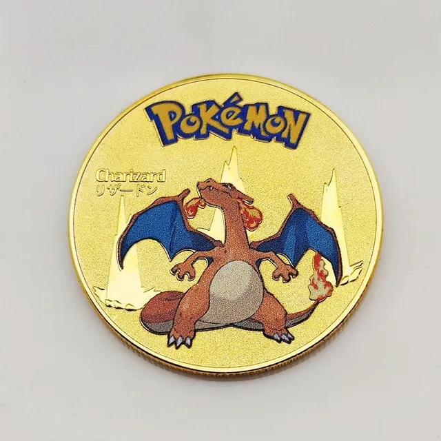 Pozlacená sběratelská mince s Pokémonem