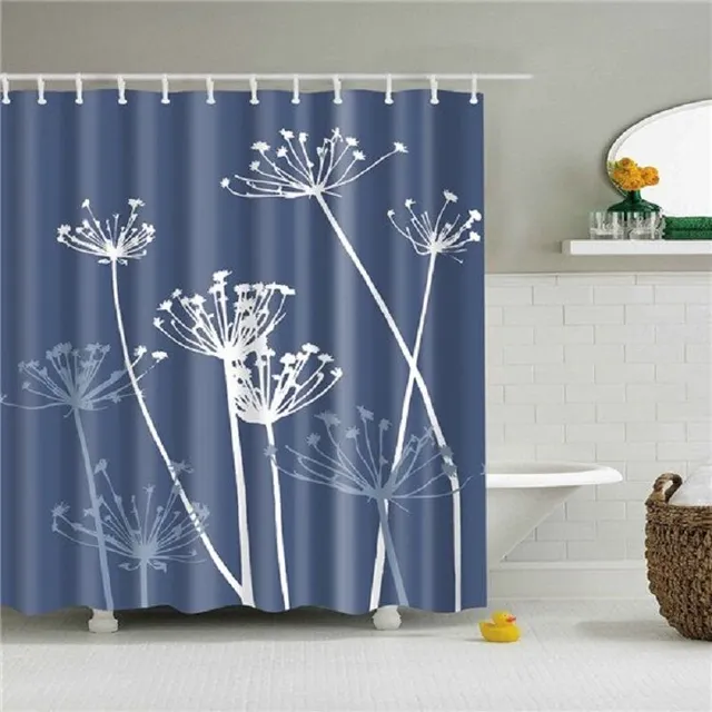 Shower curtain with plant motif