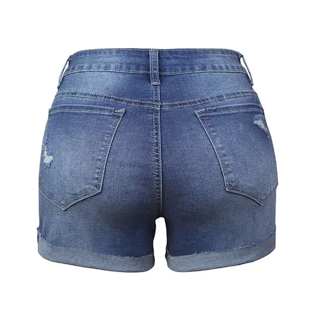 Women's sexy denim shorts decorated with buttons