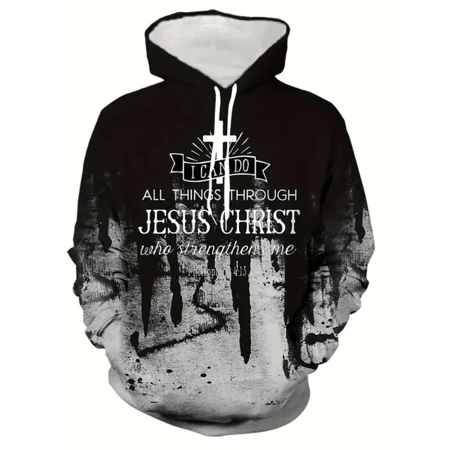 Men's Christian hoodie with hood and "Jesus Christ" print