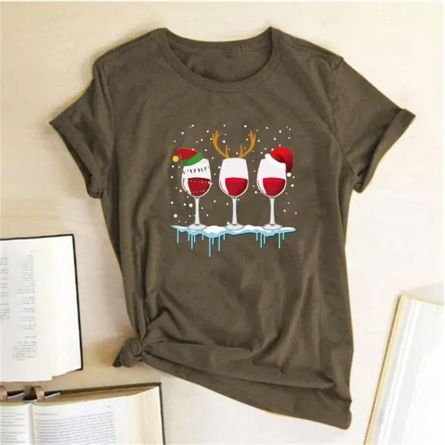 T-shirt de Noël avec vin