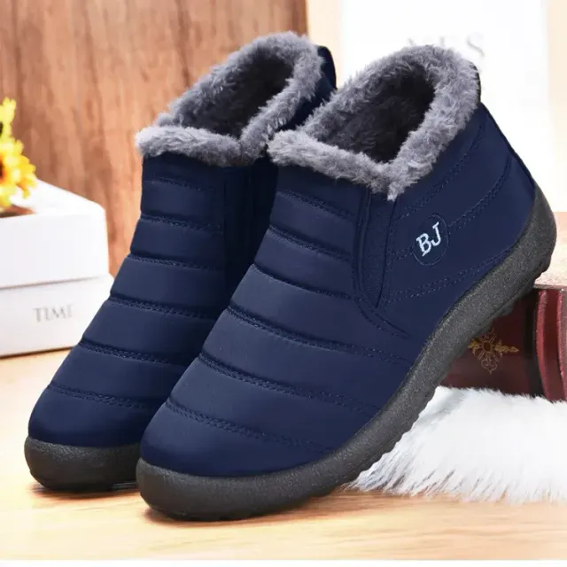 Women's winter boots - short waterproof snow boots with fur