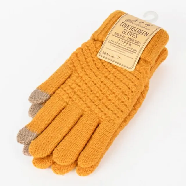 Knitted gloves with touch fingers