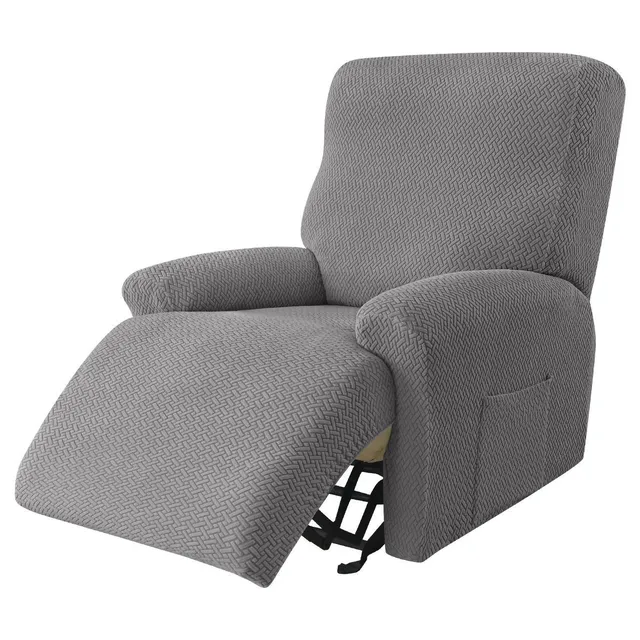 Stretch chair seat Relax with side pocket - 4-part set of Jacquard fabric