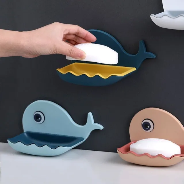 Whale-shaped soap dish without punch