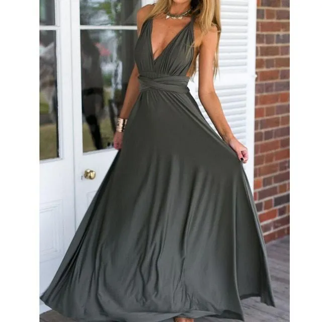 Robe longue à nouer pour femme