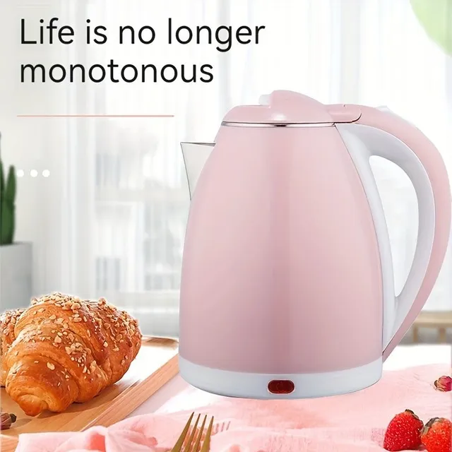 Electric kettle with EU plug, without cable, travel, double wall against burn, fast heating