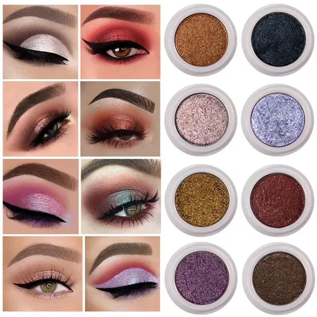 Luxurious metallic eye shadows - changing color when changing angle of light, several color variants