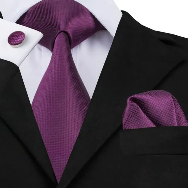 Férfi luxus üzleti szett | Nyakkendő, zsebkendő, mandzsettagombok