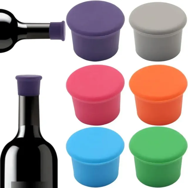 3pc Silicon bottle caps for food, wine caps, oil and vinegar - leakproof