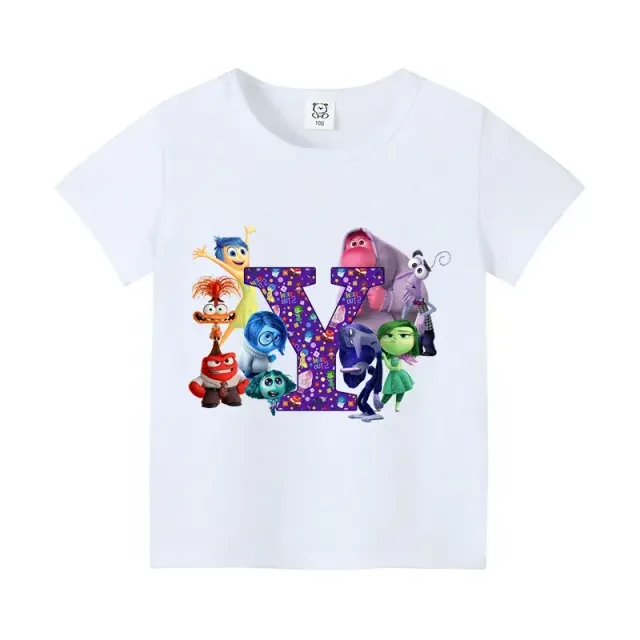 T-shirt enfant à manches courtes avec impression de lettres et personnages du film Vice-Versa 2 - Inside Out 2