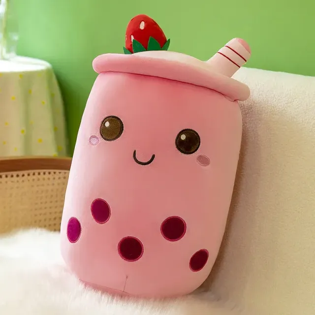 Teddy pillow shaped cup with bubble tea with milk - cute gift for children