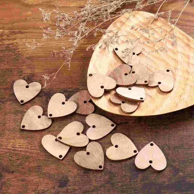 50 bucăți de plăci din lemn în formă de inimă pentru calendar cu amintiri de ziua de naștere și decorațiuni de nuntă
