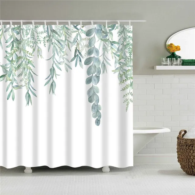 Practical bathroom curtain with flower motif