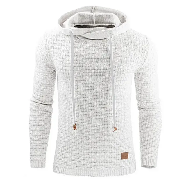 Men's single color sweatshirt with hood and long sleeve, suitable for sport and outdoor activities