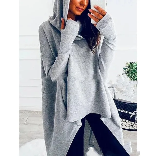 Ladies irregular hooded sweater