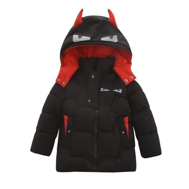 Children's long winter jacket black-1-2 2t