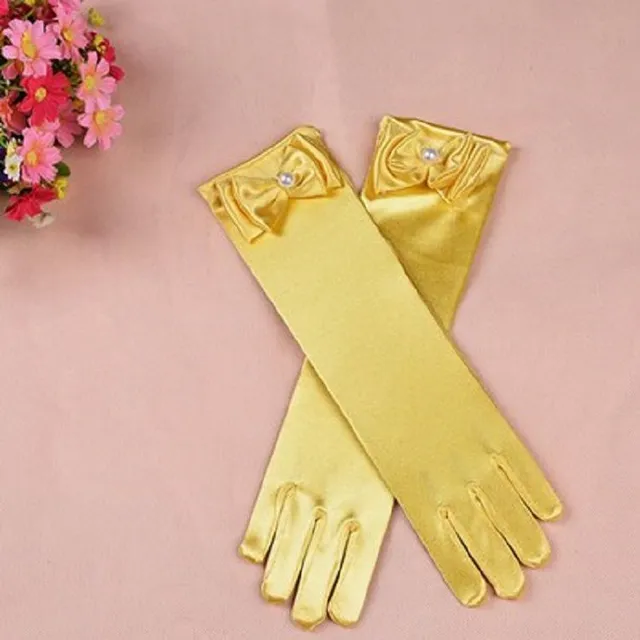 Children's satin gloves long