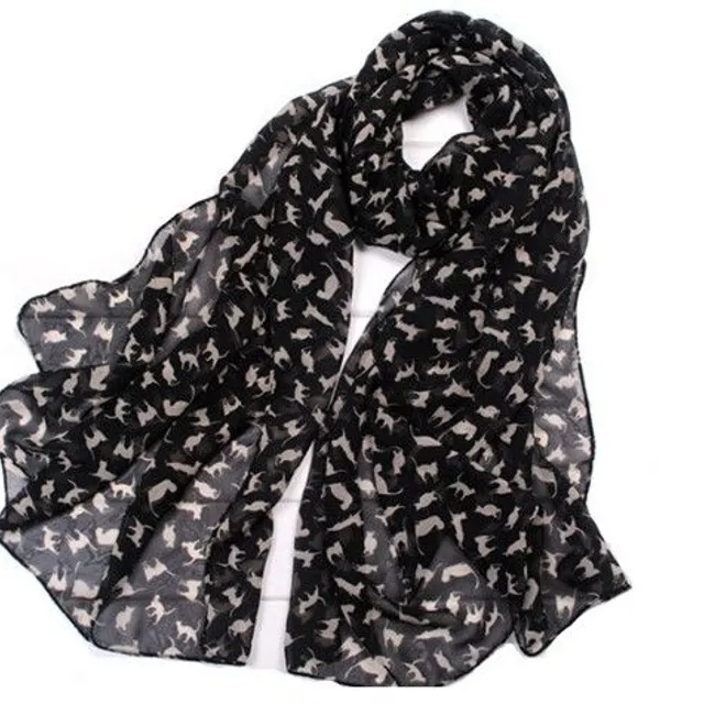Women's scarf with cat motif - 3 colors
