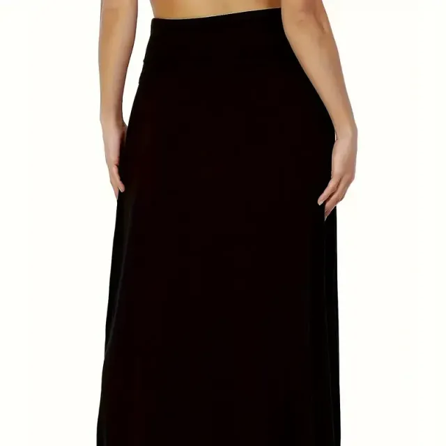 Casual maxi skirt for full-slim - with high waist, simple cut, ideal for spring and summer