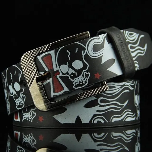 Ceinture en simili cuir pour homme Skull - Style punk