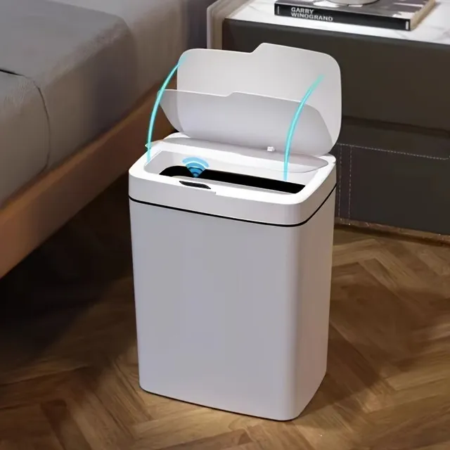 1pc Trash Basket About Volume 15 L/3,96 Galons, Trash Basket With Automatic Intelligent Sensor, Trash Basket From Bathrooms For Household, Accessories For Office Tracks, Home Storage &amp; Cleaning Needs