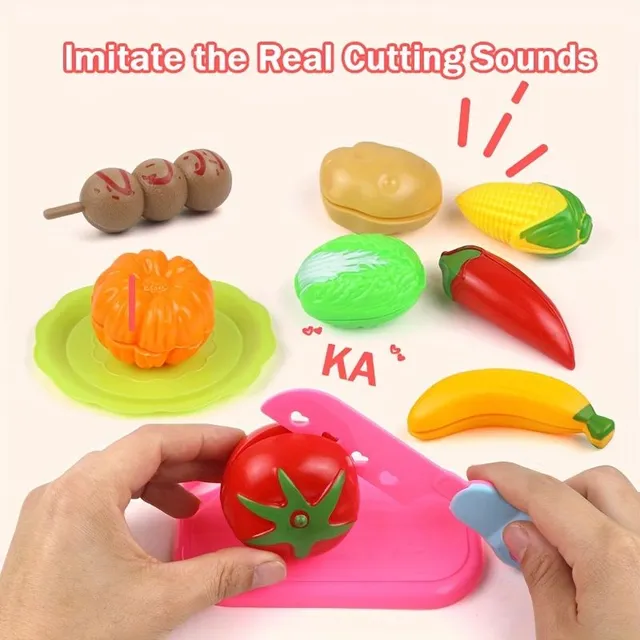 Fun set of toys for simulation of food cutting