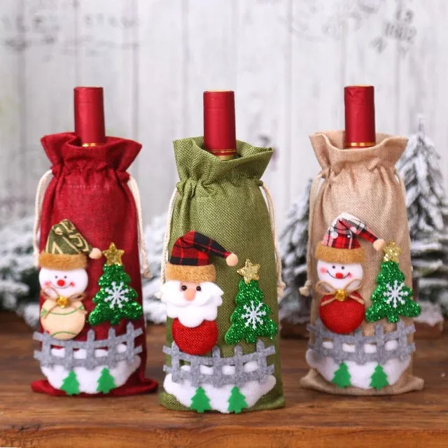 Beautiful wine bottle pouch with Christmas motif Debbie