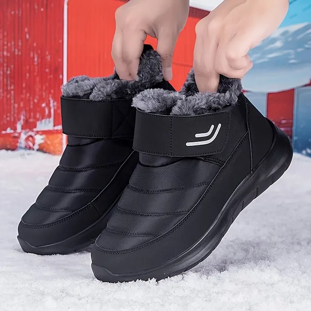 Warm and waterproof ankle boots with fleece and Velcro