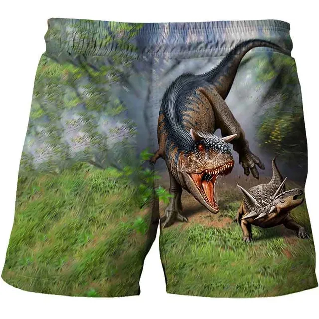 Kids beach shorts with dinosaur print