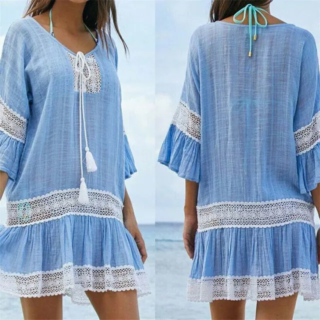 Beach tunic with decorating Sato - blue