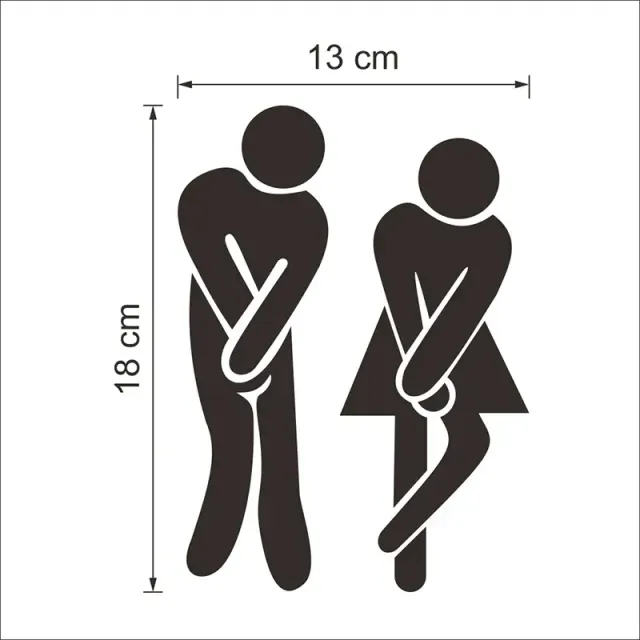 Funny set of stickers for toilet doors - division of women's and men's toilets, black color