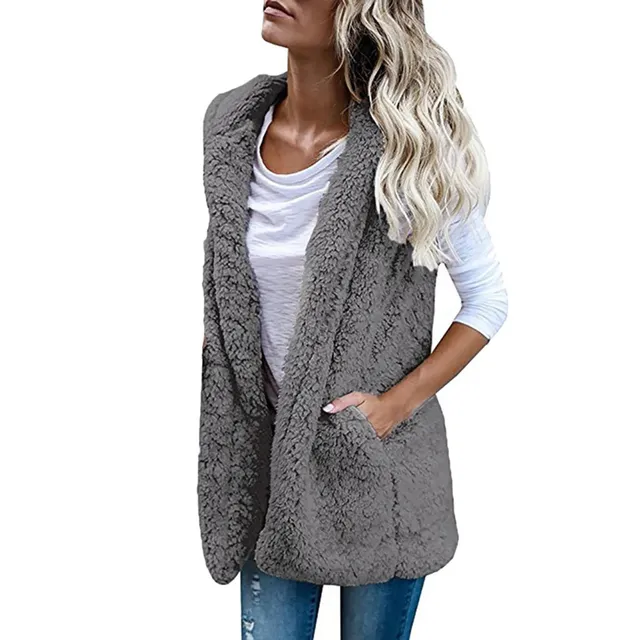 Women's furry vest Julien - grey