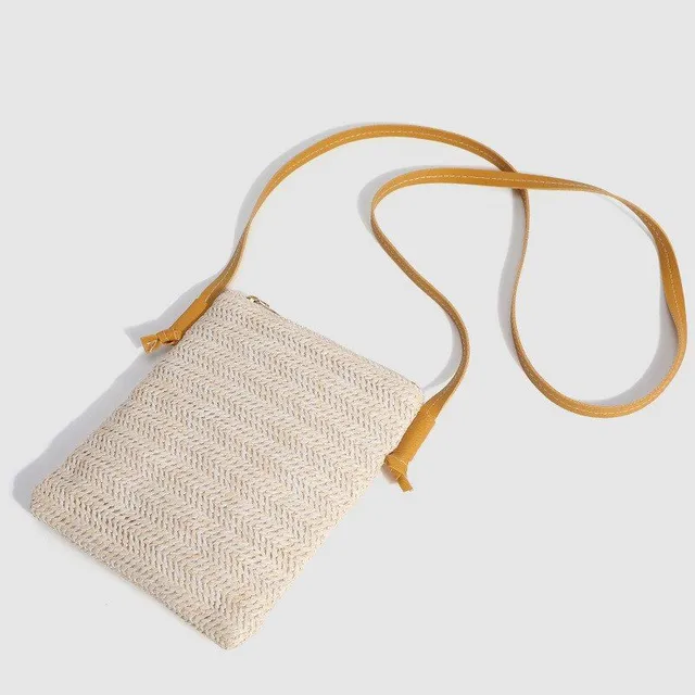 Women's Straw Shoulder Beach Bag Pearl