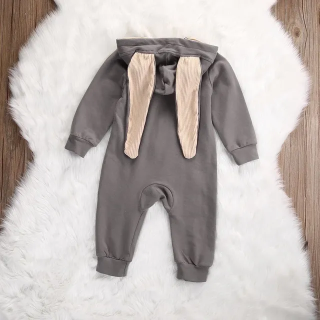 Children's jumpsuit with bunny ears - grey