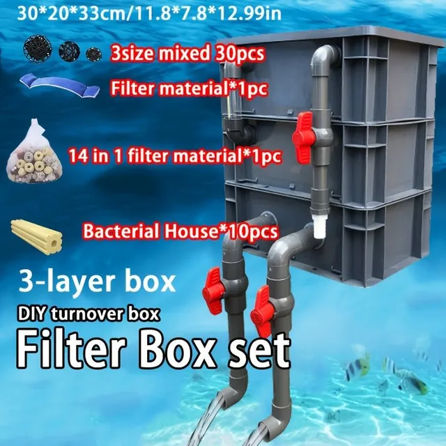 1ks Filter Box Rybí rybník Cirkulačný systém Rybí Tank Filter Box Nastaviť Filtračný Filter Set Drip Box Na vode v bazéne