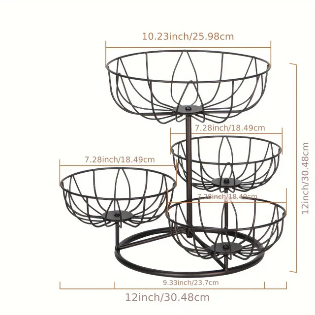 4 floor metal fruit basket for fruit and vegetables, freestanding organizer for kitchen line, decorative