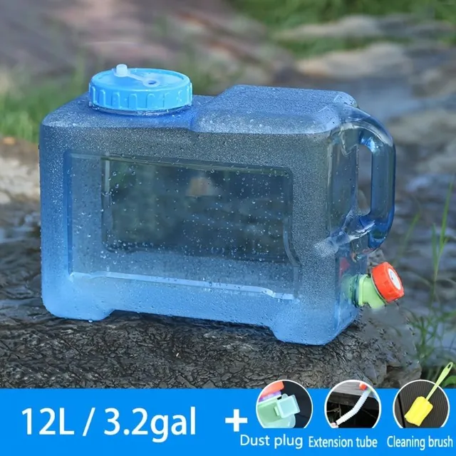 1 buc rezervor portabil de apă din PC cu robinet, bidon albastru pentru apă potabilă pentru camping și activități în aer liber