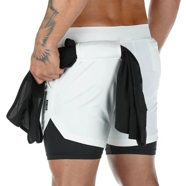 Men's summer fitness shorts with lining