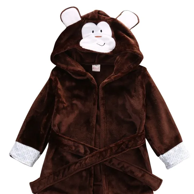 Children's bathrobe with hood and animal motifs