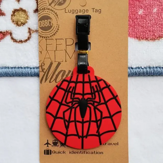 Trendy luggage tag in the shape of the popular superhero Spider-man