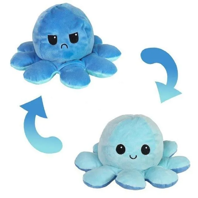 Reversible plush octopus with changing expression